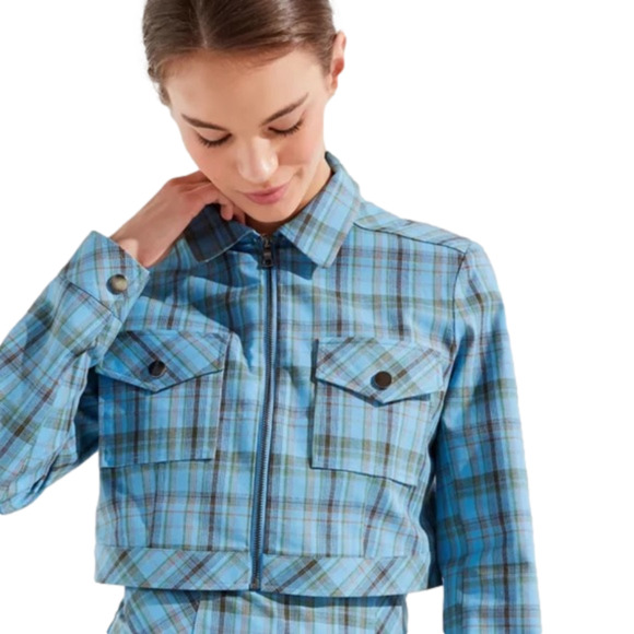 NWT Urban Outfitters As If Plaid Cropped Jacket XS - Picture 1 of 15